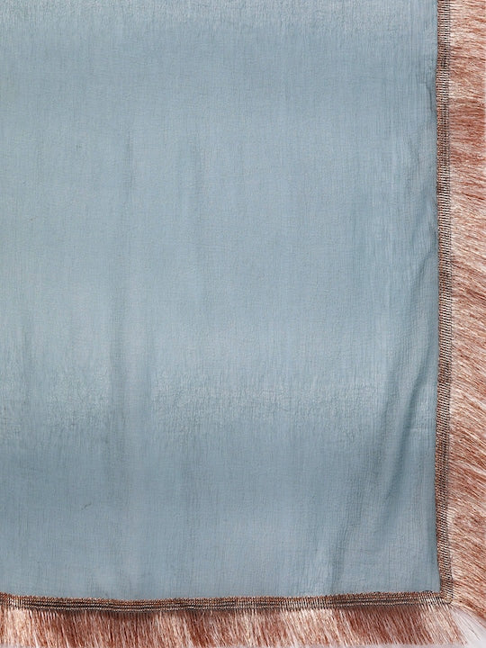 Varanga Women Grey Ethnic Motifs Gotta Patti Kurta with Trousers & With Dupatta