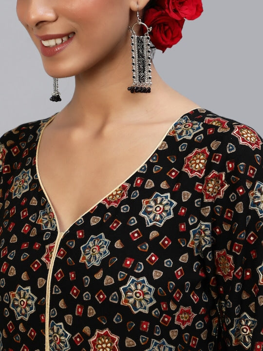 AKS Couture Floral Printed Tiered Anarkali Kurta