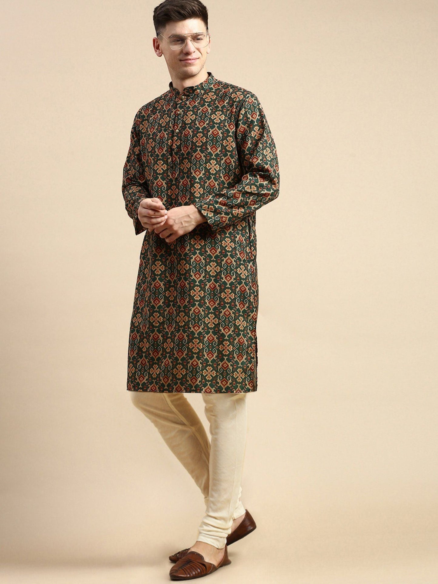 Amodh by Kisah Mens Multicolour Kurta Churidar (Set of 2)