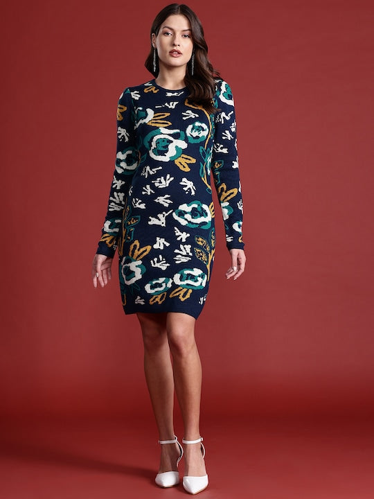 All about you Floral Jacquard Mini Jumper Dress