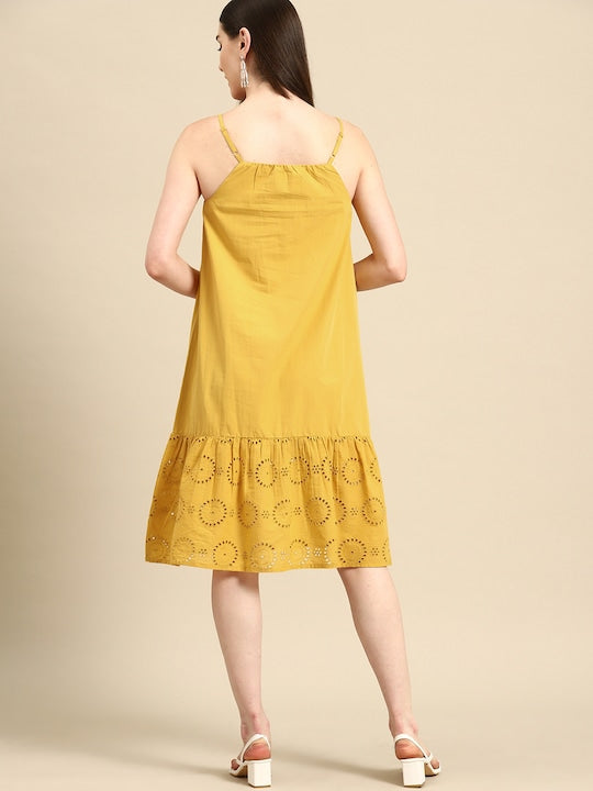 All about you Schiffli Pure Cotton A-Line Dress