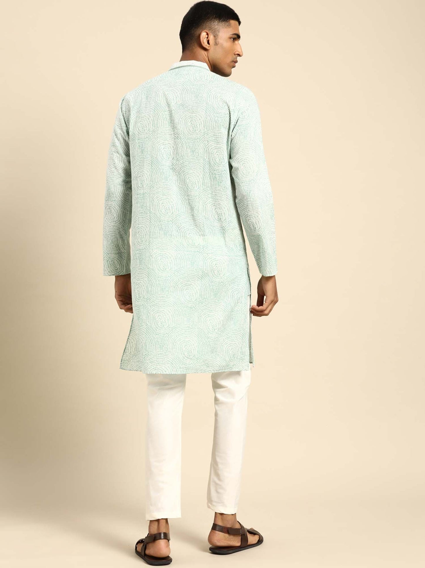 Amodh by Kisah Men Blue & White Kurta (Set of 2)