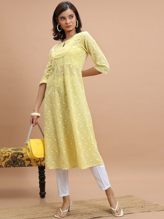 Vishudh Floral Embroidered Anarkali Kurta
