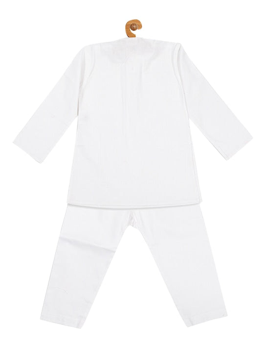 Vastramay Sishu Boys White Pure Cotton Kurta with Pyjamas