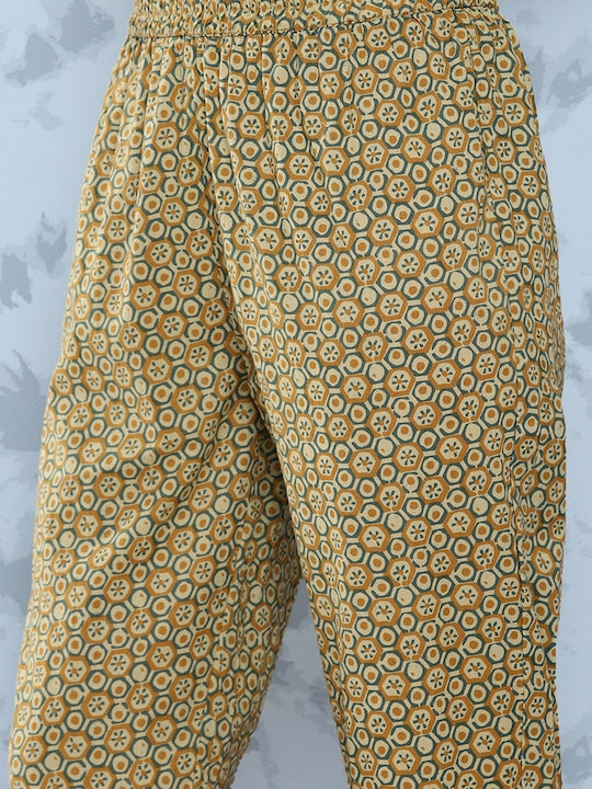 Yufta Women Ethnic Motifs Printed Pure Cotton Kurta with Trousers & Dupatta
