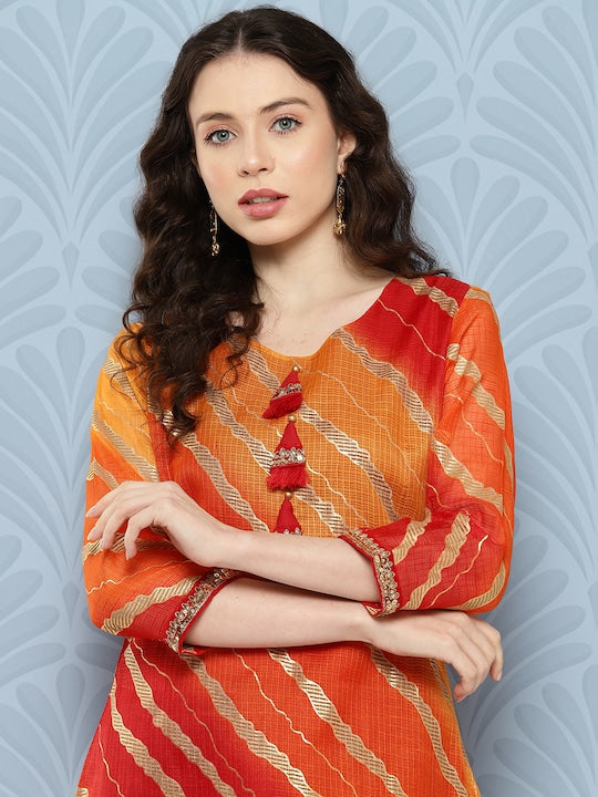 Yufta Women Leheriya Printed Kurta
