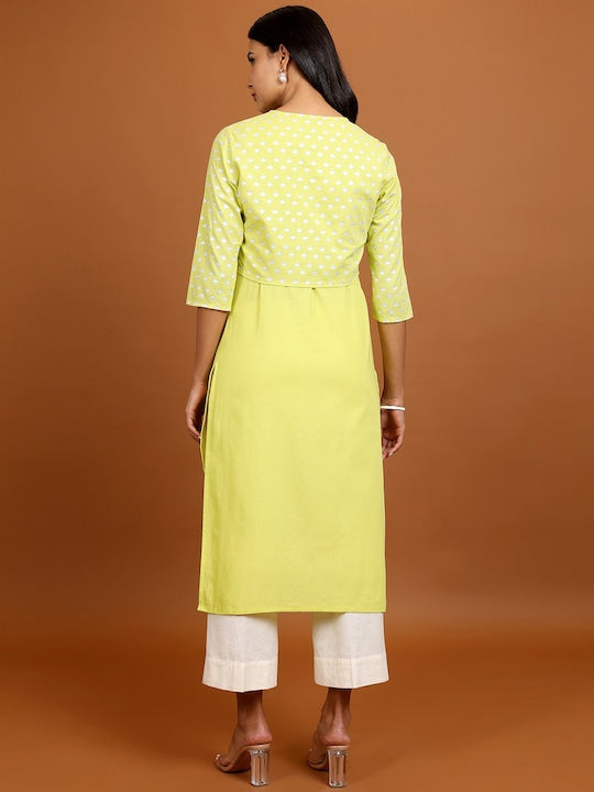 Vishudh Sleeveless Pure Cotton Kurta With Trousers & Printed Jacket