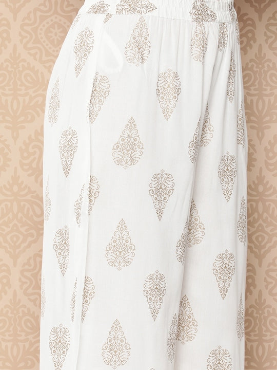 Yufta Women Ethnic Motifs Printed Anarkali Kurta With Palazzos & With Dupatta