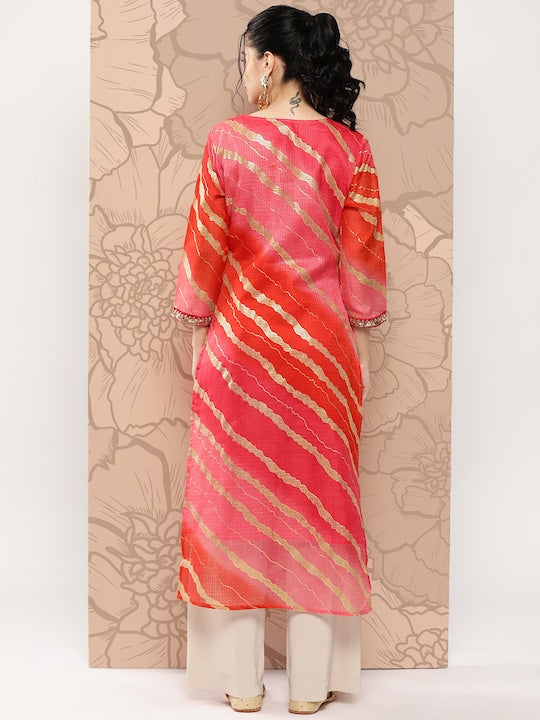 Yufta Women Leheriya Printed Kurta