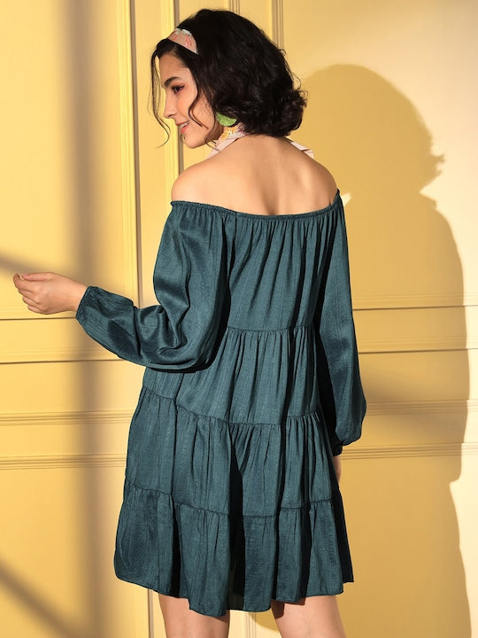 All about you Off-Shoulder Puff Sleeves A-Line Dress