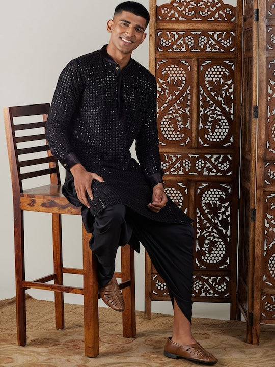 Vastramay Ethnic Motifs Embroidered Regular Sequinned Kurta With Pyjamas