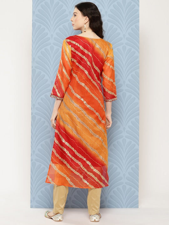 Yufta Women Leheriya Printed Kurta