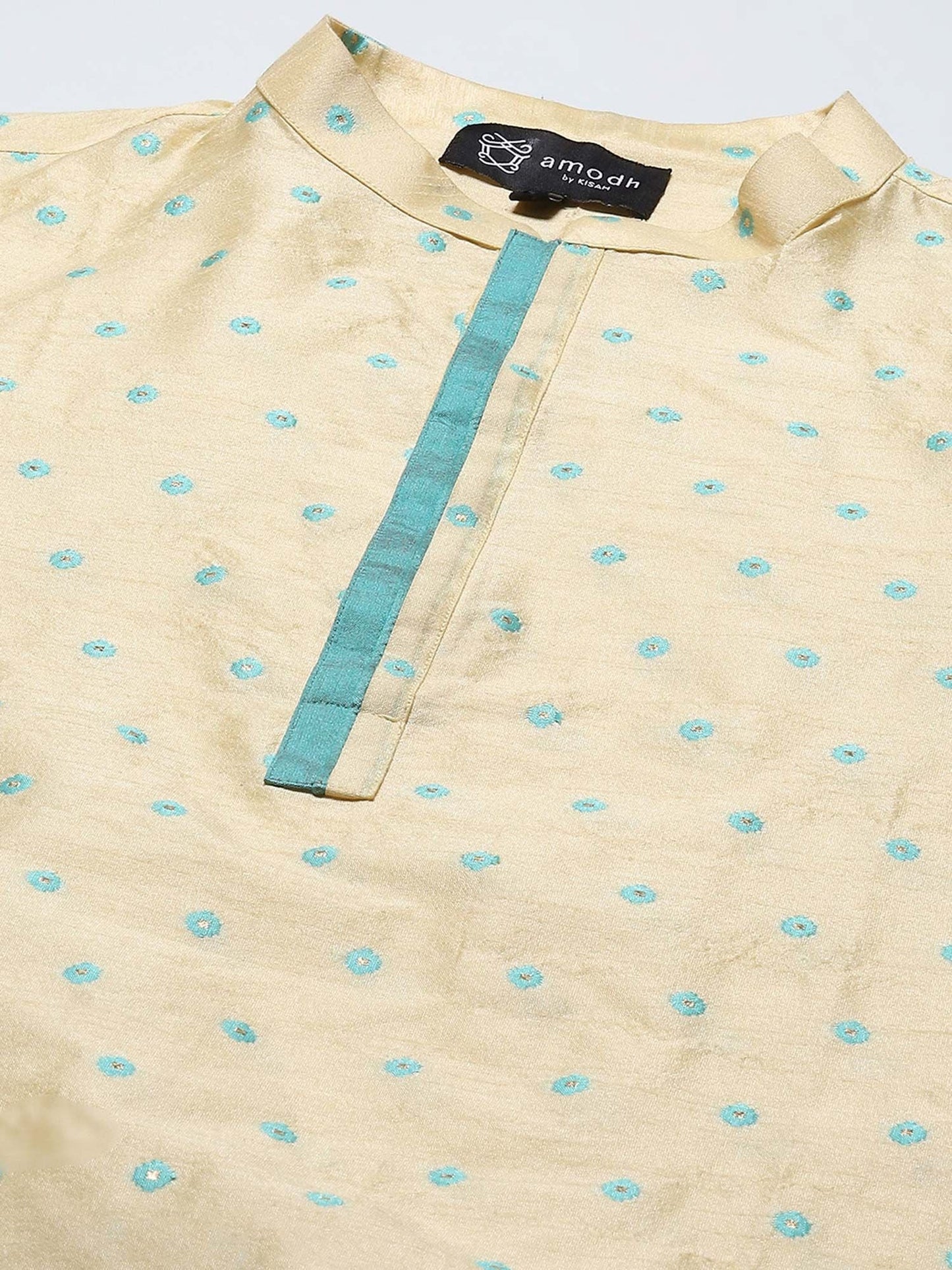 Amodh by Kisah Men Beige Kurta (Set of 2)