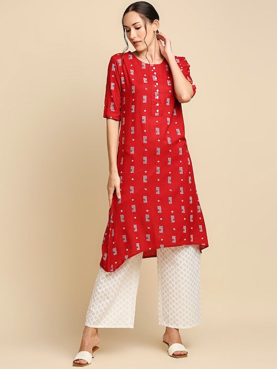 Anubhutee Printed Round Neck A Line Kurta with Palazzos