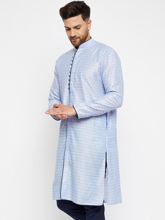 Vastramay Men Lavender Chikankari Jacquard Kurta