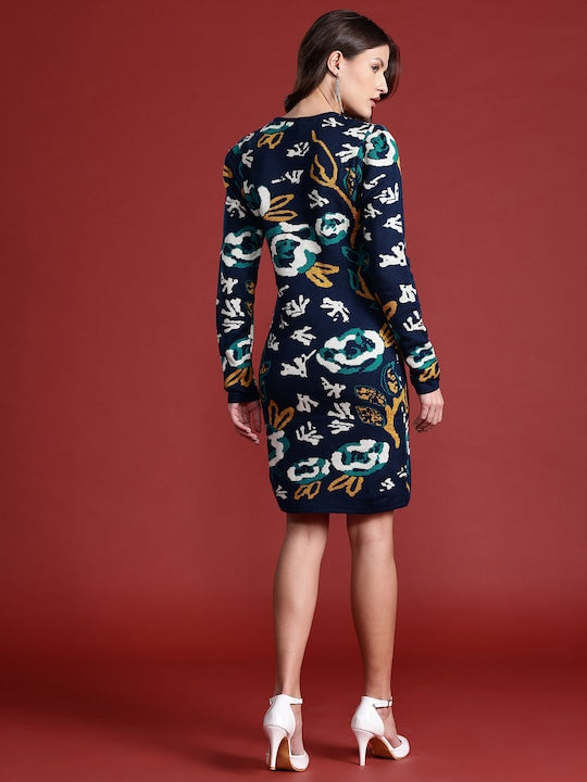 All about you Floral Jacquard Mini Jumper Dress
