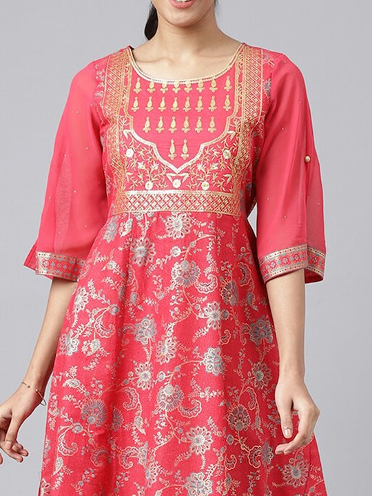 Aurelia Women Pink Ethnic Motifs Maxi Dress