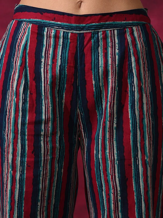 AKS Ethnic Motifs Printed Pure Cotton A-line Kurta with Palazzos