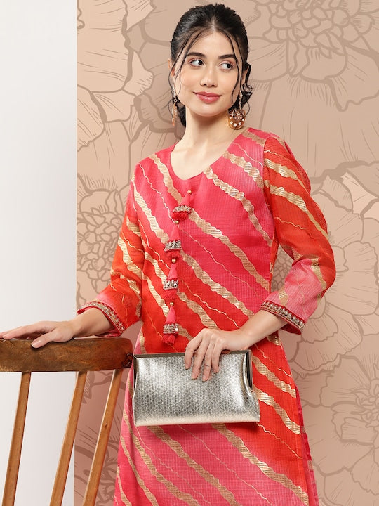 Yufta Women Leheriya Printed Kurta