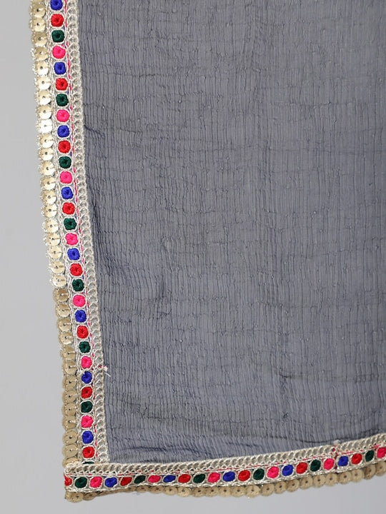 AKS Navy Blue & White Printed Ready to Wear Lehenga & Blouse With Dupatta