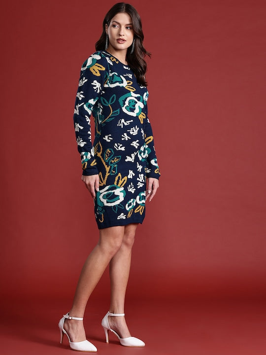 All about you Floral Jacquard Mini Jumper Dress