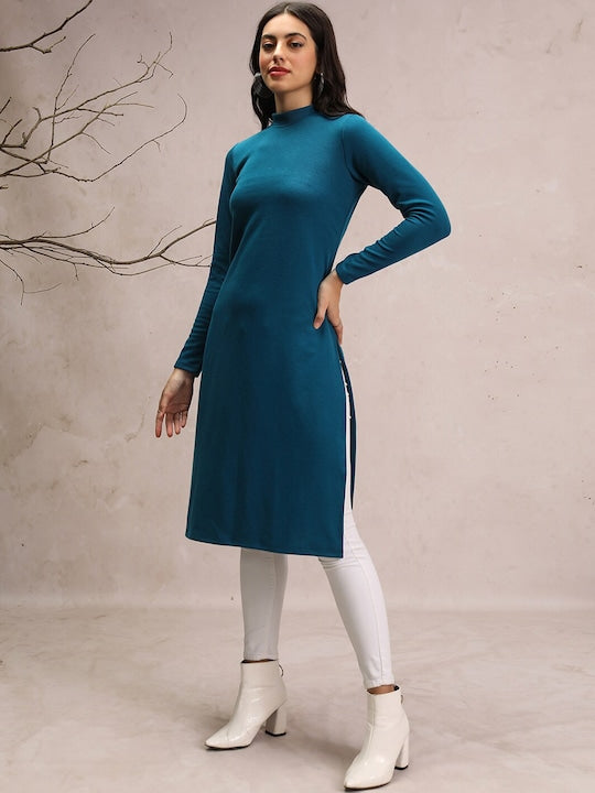 Vishudh Winter High Neck High Slit Kurta
