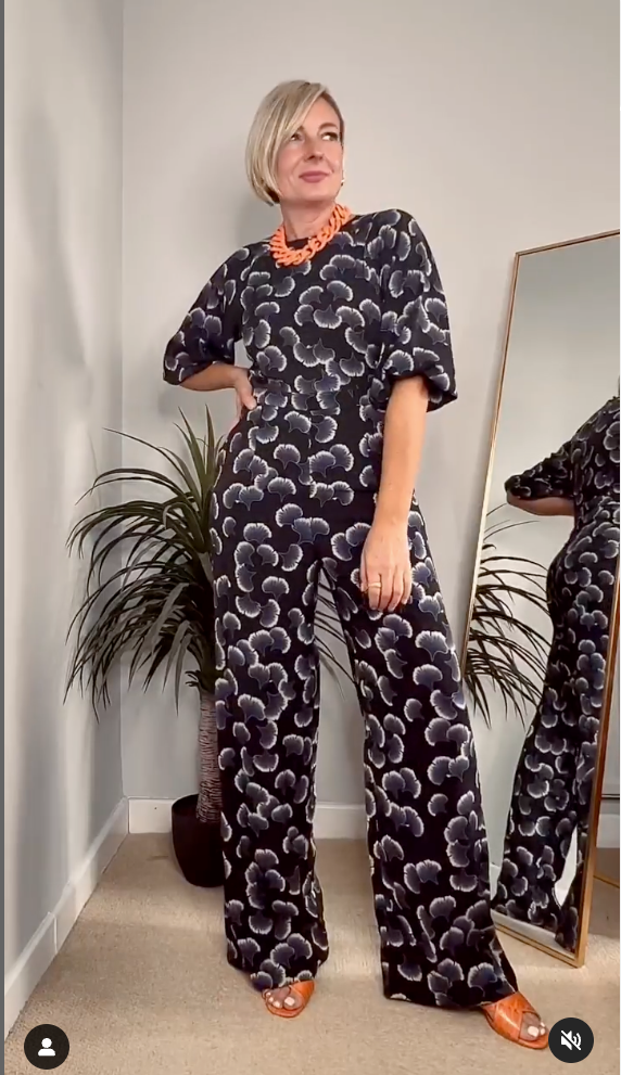 traffic people Blue Printed Jumpsuit UK S