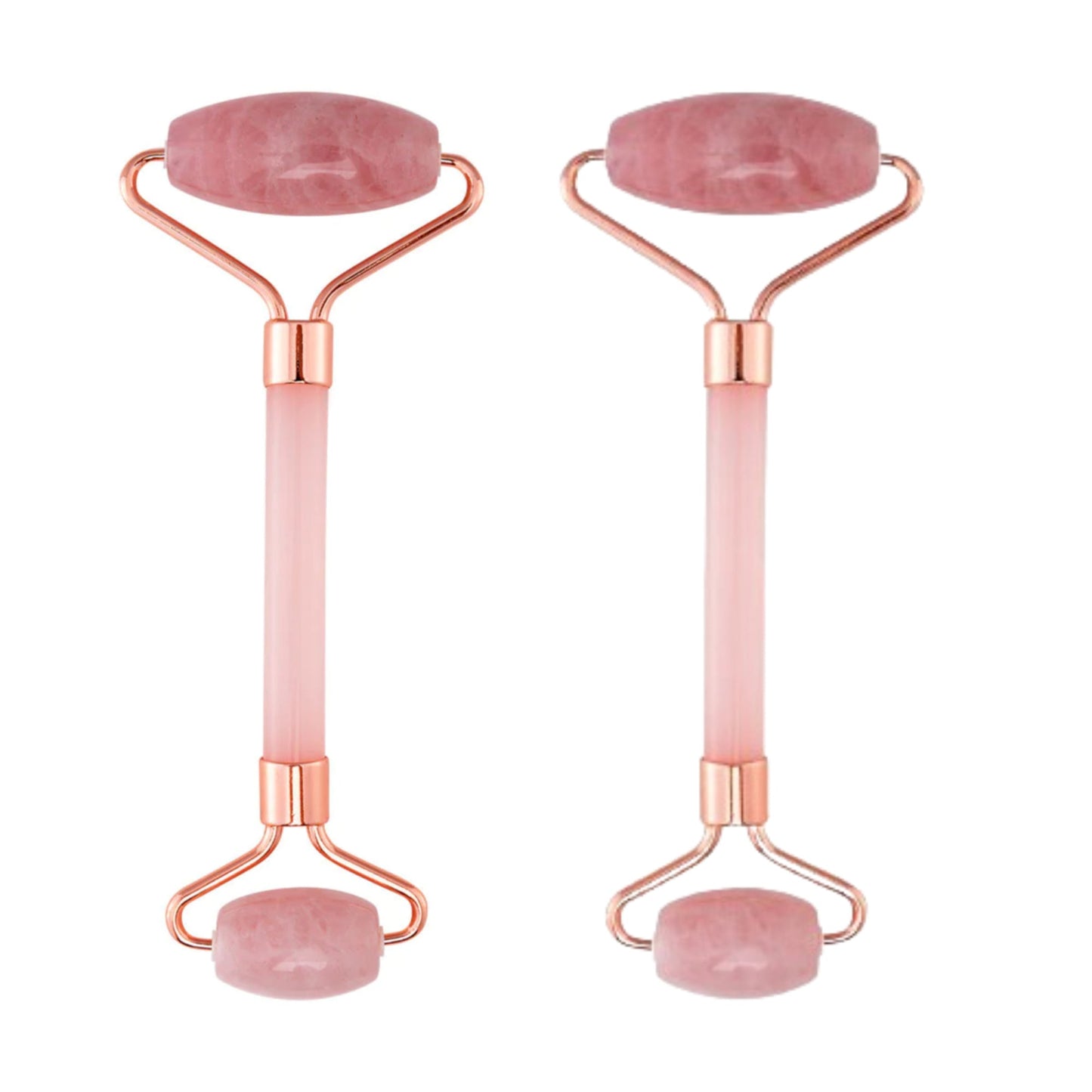 Unisex 2 Pack Rose Quartz Roller - Anti-Aging Face, Eye & Body Beauty Roller