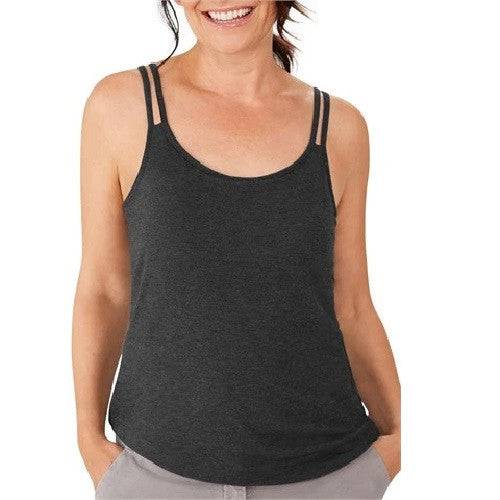 Amoena Valletta Tank Top with Built-in Mastectomy Bra - Charcoal