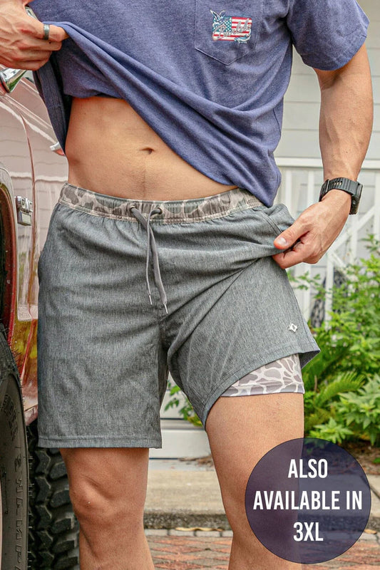 Athletic Shorts - Grizzly Gray - Classic Deer Camo Liner