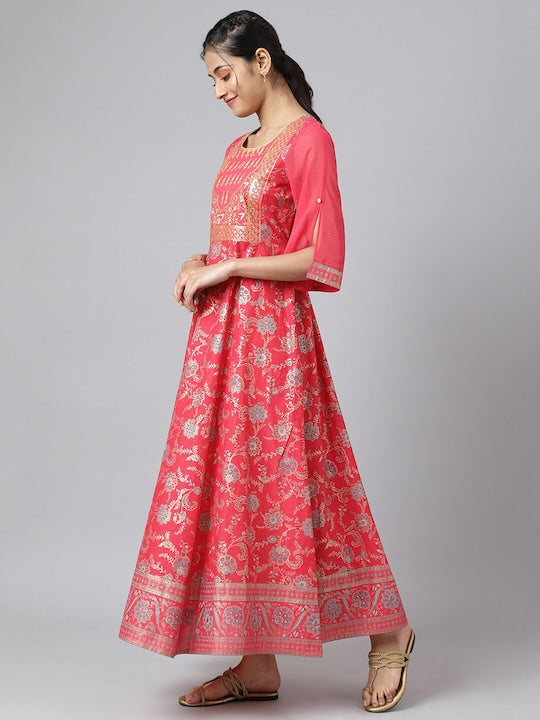 Aurelia Women Pink Ethnic Motifs Maxi Dress