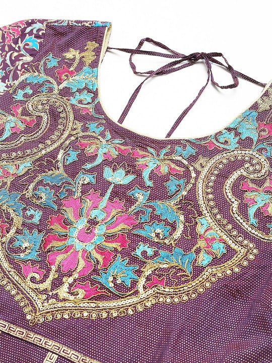 Aurelia Purple & Gold Ethnic Motifs Printed Maxi Dress