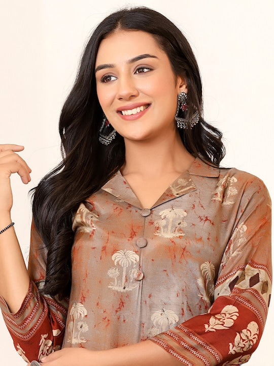 Vishudh Women Ethnic Motifs Printed Regular Kurta with Dhoti Pants