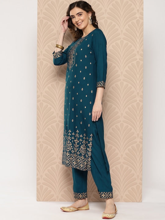 Yufta Women Ethnic Motifs Printed Regular Kurta with Trousers & Dupatta