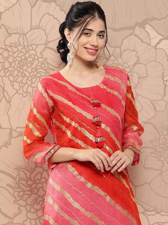 Yufta Women Leheriya Printed Kurta