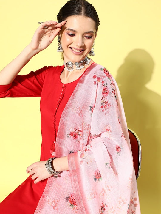 Yufta Kantha Work Kurta With Trousers & With Dupatta