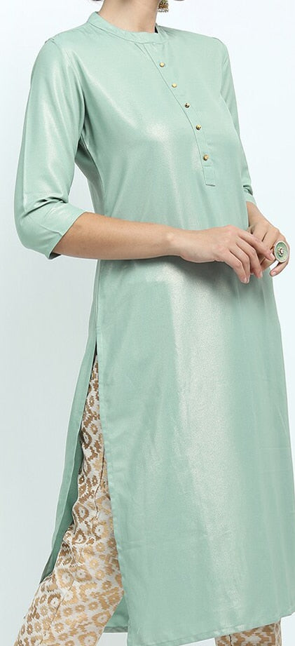 Vishudh Women Green Pathani Kurta