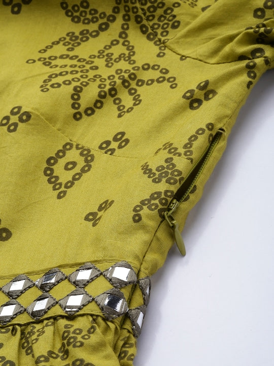 All about you Green Ethnic Motifs Printed A-Line Dress