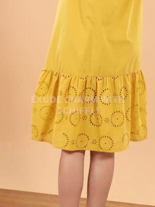All about you Schiffli Pure Cotton A-Line Dress