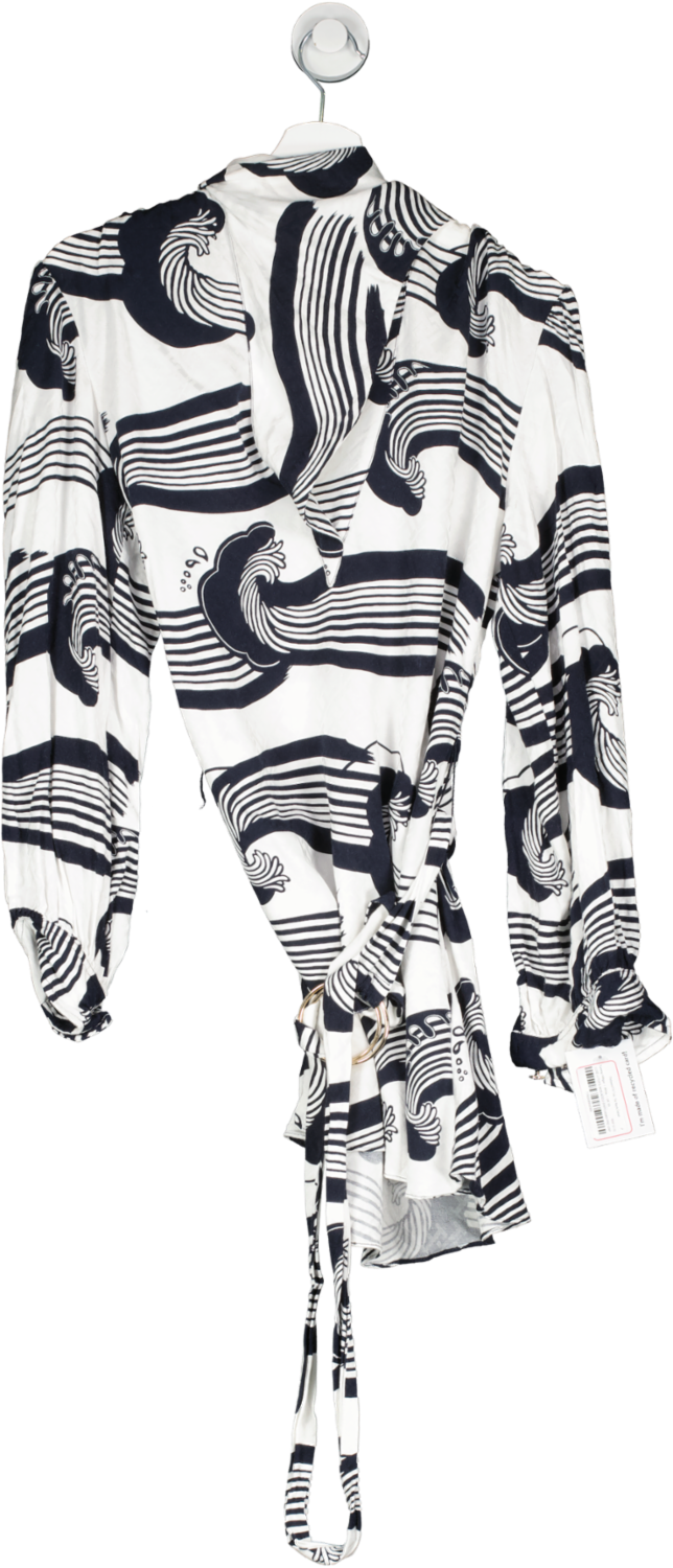 Tommy Hilfiger White Relaxed Fit Top, Tie Neck Detail UK XS