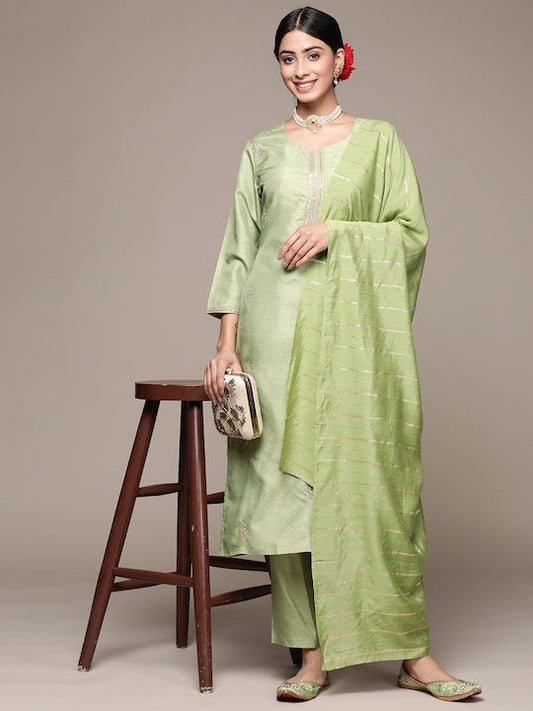 Anubhutee Women Embroidered Sequinned Kurta With Trousers & Dupatta