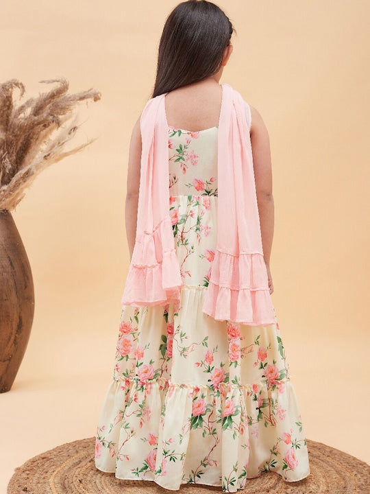 Vastramay Floral Printed Anarkali Ethnic Dress & Dupatta