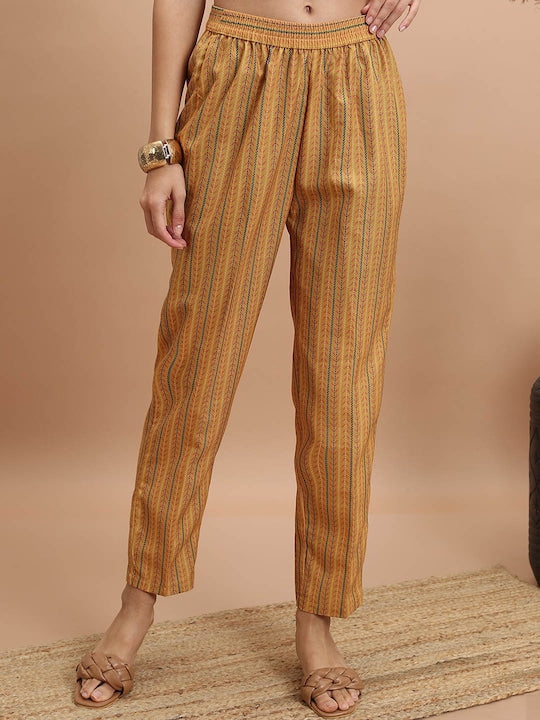 Vishudh Floral Printed Band Collar Regular Kurta with Trousers & With Dupatta