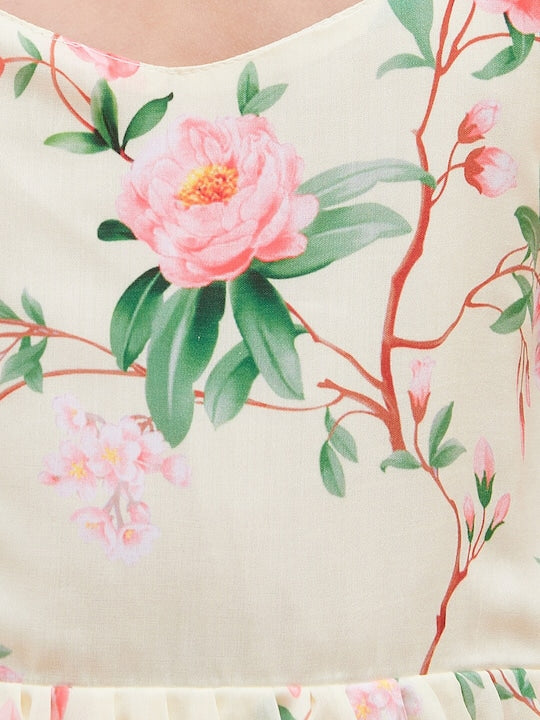 Vastramay Floral Printed Anarkali Ethnic Dress & Dupatta