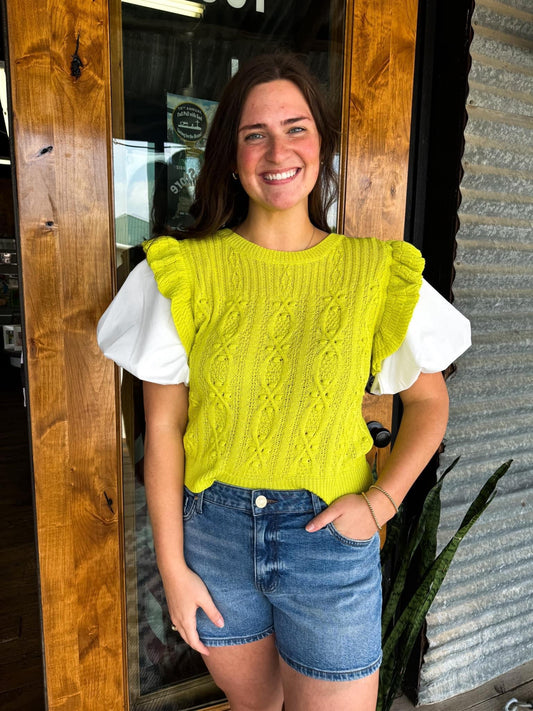 The Vivian Blouse - Lime