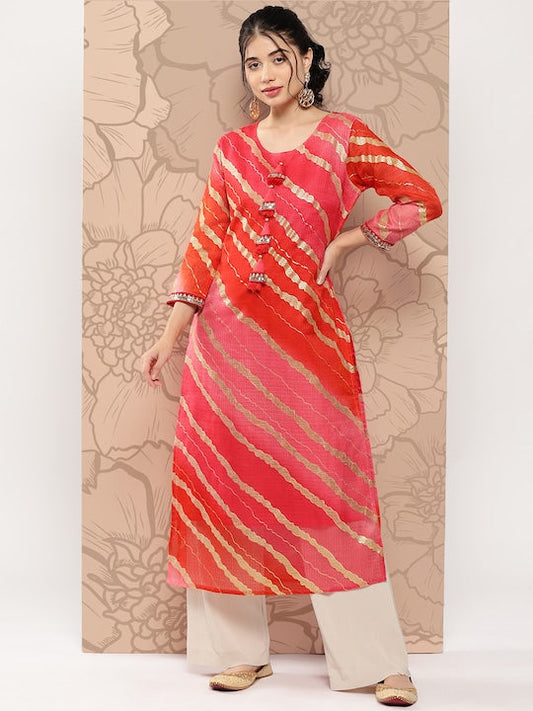 Yufta Women Leheriya Printed Kurta