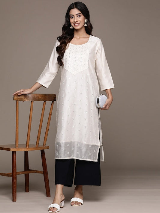Anubhutee Floral Embroidered Sequinned Kurta