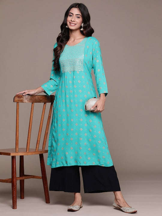 Anubhutee Ethnic Motifs Printed Sequinned Kurta