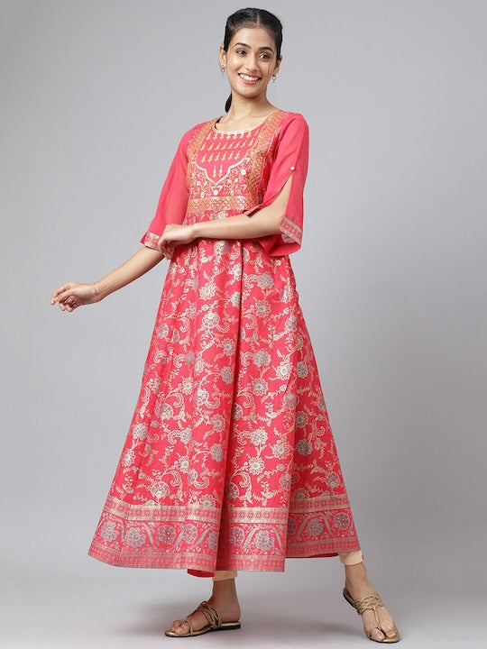 Aurelia Women Pink Ethnic Motifs Maxi Dress