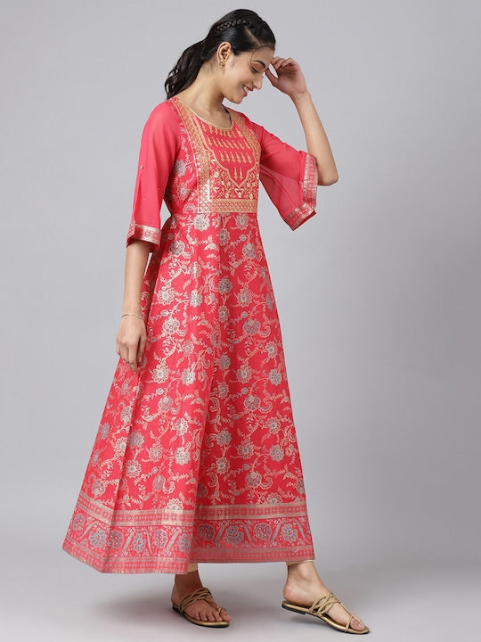 Aurelia Women Pink Ethnic Motifs Maxi Dress